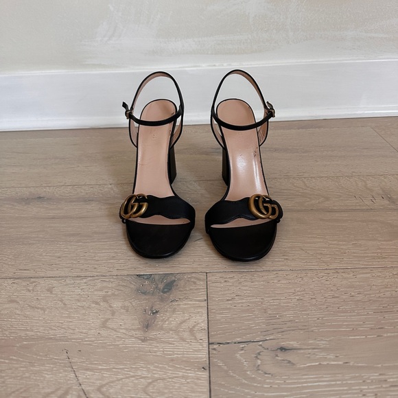 Gucci Leather Mid Heel Sandal - Picture 1 of 4